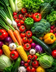  A vibrant and colorful assortment of fresh vegetables