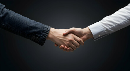 Business Handshake Symbolizing Partnership and Agreement in Dark Space