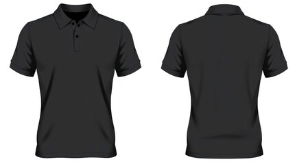 Classic black short-sleeve polo shirt, shown front and back