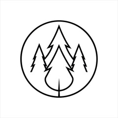 Vector Line Art Sign of Burning Forest Icon