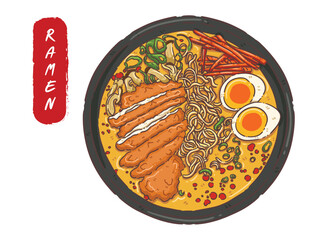 Ramen Japanese food noodle vector