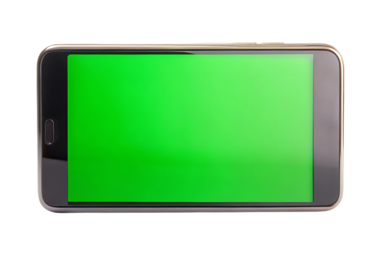 A mobile screen is a green screen, isolated on a transparent background - Powered by Adobe