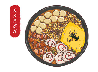 Ramen Japanese food noodle vector
