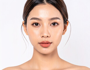 韓国メイクの美しい女性のポートレート