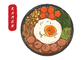 Ramen Japanese food noodle vector