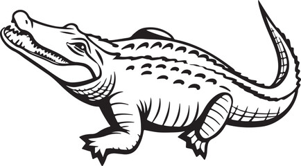Fototapeta premium Silhouette of a crocodile designed for kids' coloring pages, featuring a simple and engaging vector art style