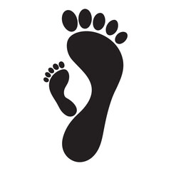  Set of baby footprint silhouette vector illustration on white background.