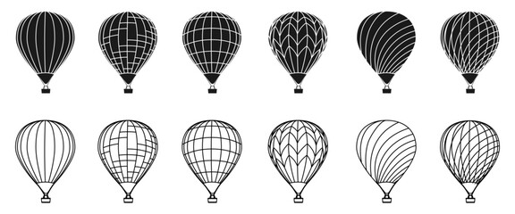 Hot Air Balloon icon set. vector illustration isolated on white background.