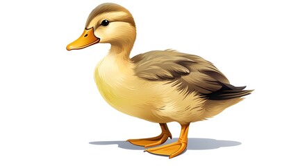 Obraz premium Realistic Yellow-Brown Duckling, Mallard Chicken - High-Quality Stock Photo