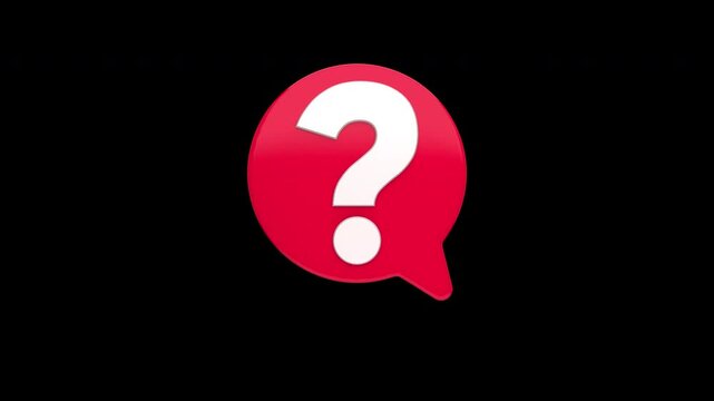 Looping 3D question mark with speech buble  on a transparent alpha channel background for  easy drag and drop use...