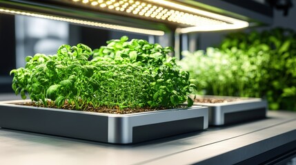 Indoor hydroponic farm with lush green lettuce growing in controlled environment for sustainable urban agriculture and fresh produce production