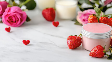Charming jar of strawberry butter overflowing with flavor perfect for romantic moments and sweet culinary experiences
