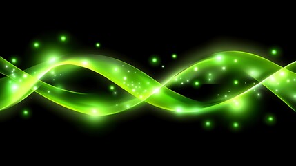 Abstract glowing green waves on black background (6)