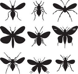 Black Insect Silhouettes: Vector Art of Bugs, Insects, and Butterflies Collection