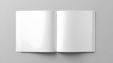 Open and closed blank brochures on grey background, 