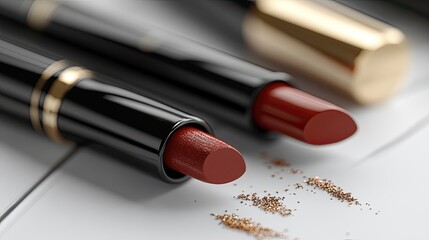 Red lipstick with closeup, and beauty.