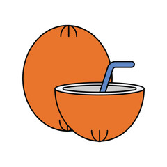 coconut color line icon with white background vector stock illustration