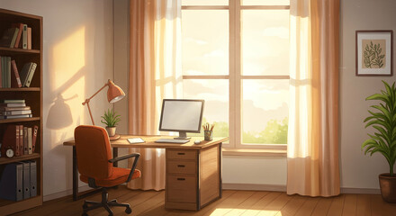 Cozy Home Office with Natural Light and Stylish Decor