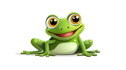 Dynamic Frog Cartoon Illustration in Radical Pose for Creative Projects