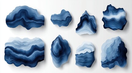 Fototapeta premium Abstract Blue Rock Forms on White Background