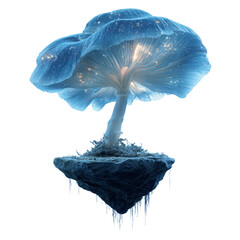 Enchanting Luminescent Mushroom on a Floating Island