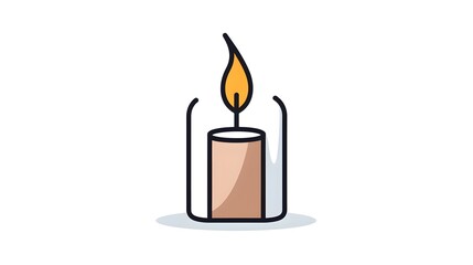 Candle Flat Icon: Symbol of Flame and Light Vector Illustration for Graphic Design Projects