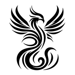 black and white phoenix tattoo design, black and white phoenix.