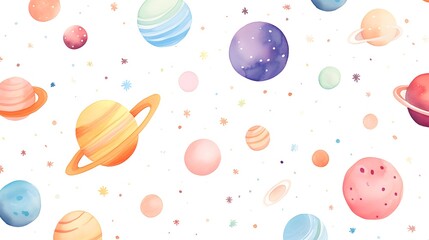 Hand-drawn space elements in a seamless pattern for kids' designs and products