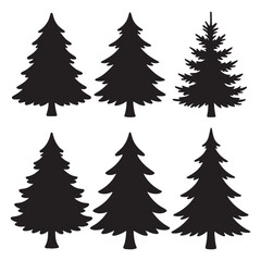 Obraz premium Silhouette Pine Tree Clipart Vector Bundle Evergreen Forest Icons