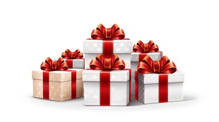 Obraz premium Festive Christmas and New Year design with realistic white ornaments for holiday decorations