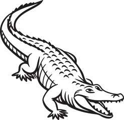 Crocodile silhouette in vector art, perfect for kids' coloring pages, emphasizing fun and creativity in art