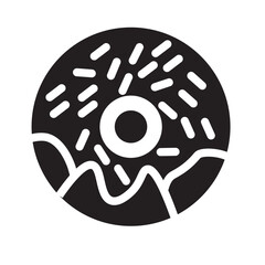 Donut / doughnut with frosting & sprinkles line art vector icon for food apps and websites