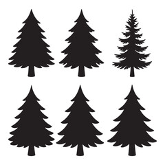 Fototapeta premium Silhouette Pine Tree Clipart Vector Bundle Evergreen Forest Icons