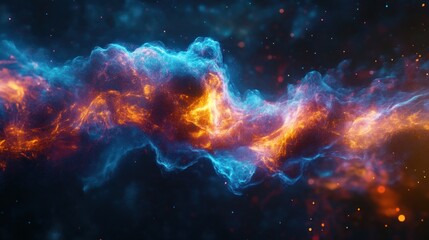 Abstract fiery blue and orange nebula
