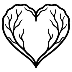 Heart shaped tree branch silhouette vector illustration