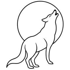 Howling wolf with moon silhouette vector illustration