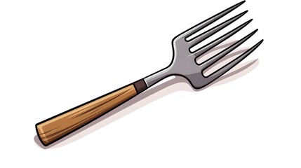 Fototapeta premium Cooking Fork Symbol Cartoon Vector Illustration Isolated on White Background