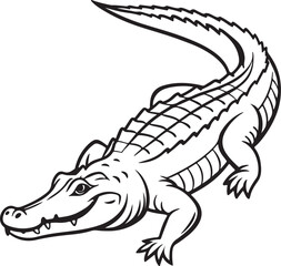Fototapeta premium Crocodile silhouette in vector art, perfect for kids' coloring pages, emphasizing fun and creativity in art