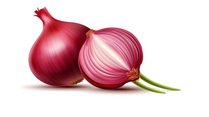 Detailed Red Onion Vegetable Cartoon Illustration for Culinary Designs and Food Concepts