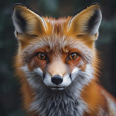 Obraz premium A striking closeup of a Red Fox its fiery orange fur illuminated by soft natural light The intricate details of its whiskers black nose and piercing amber eyes are in perfect focus