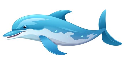 Fototapeta premium Detailed Close-up Cartoon Vector Illustration of a Creative Dolphin in a Playful Pose