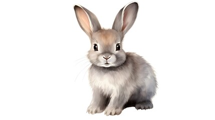 Obraz premium Charming watercolor gray rabbit illustration on white background for graphic design projects