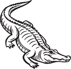 Crocodile silhouette in vector art, perfect for kids' coloring pages, emphasizing fun and creativity in art