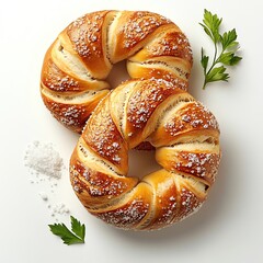 soft pretzels with coarse salt in golden brown texture, isolated soft pretzels with coarse salt, bakery soft pretzels with coarse salt and white background, soft pretzels

coarse salt

golden texture
