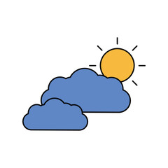 clouds and sun color line icon with white background vector stock illustration