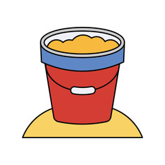 sand bucket color line icon with white background vector stock illustration