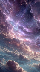 Stunning space scene of colorful nebulae like auroras rippling across the cosmos. Symbolizes mystery, cosmic energy, life beyond Earth, and the harmony of celestial forces in a vibrant universe.

