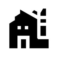 Icon of a damaged building to signify destruction or disrepair