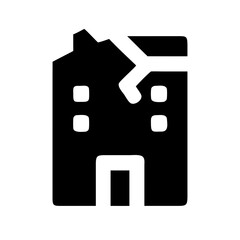 Icon of a damaged building to signify destruction or disrepair