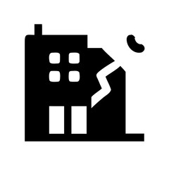 Icon of a damaged building to signify destruction or disrepair